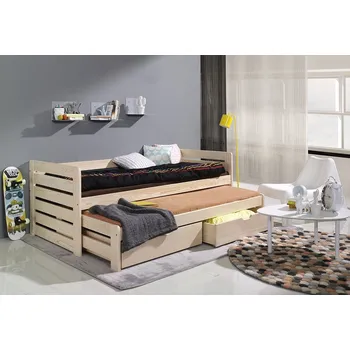 Postel Nabytek-dreveny.cz Postel Tomáš s výsuvným lůžkem a úložným prostorem Rozměr postele: 80x180 cm, Odstín postele: oranžová