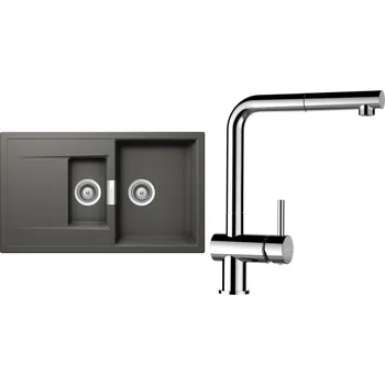 Granitový dřez Set Schock S8-9 (dřez Mono D-150 Silverstone + baterie Epos.120 Chrom)