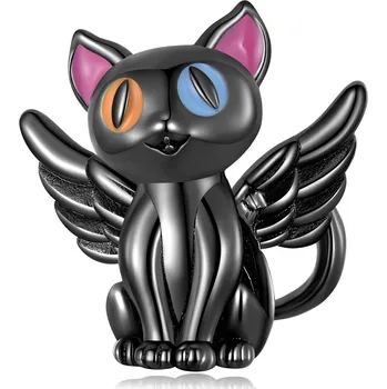 Přívěsek Elenys stříbrný přívěsek Kočičí andílek černý