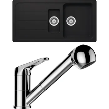 Granitový dřez Set Schock S29-7 (dřez Formhaus D-150L Onyx + baterie Cosmo.120 Chrom)