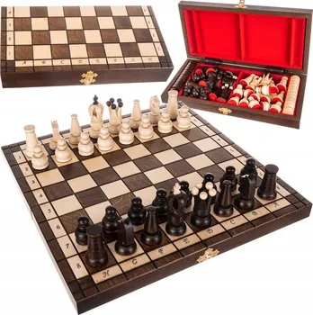Šachy Dřevěné šachy 2v1