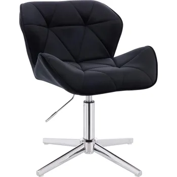 Kosmetická židlička velur Horten na stříbrném kříži černá