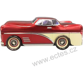 Dóza na potraviny CADILLAC retro plechová dóza červené luxusní americké auto s jezdícími kolečky