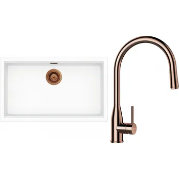 Granitový dřez Set Schock S29-9 (dřez Kiruna N-100XL Day + baterie Kavus.120 Měď + komponenty Měď)