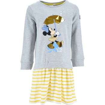 Dívčí šaty Disney Minnie Mouse Šedo-žlutá mikina se sukýnkou Velikost: 128