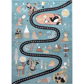 Koberec Dětský kusový koberec Fun Route Street animals blue, 80x150, modrá, dětský pokoj, Dywany Łuszczów - 1 rok na vrácení + DOPRAVA ZDARMA k Vám i zpět