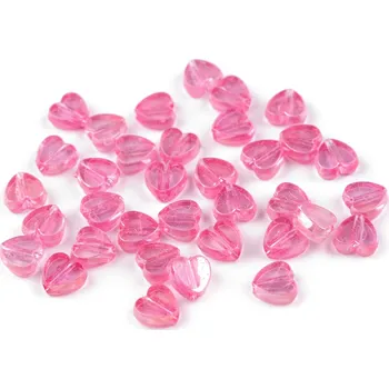 Dětské navlékací korálky Korálky plastové - srdíčka s AB efektem - Ø8 mm (20 kusů)