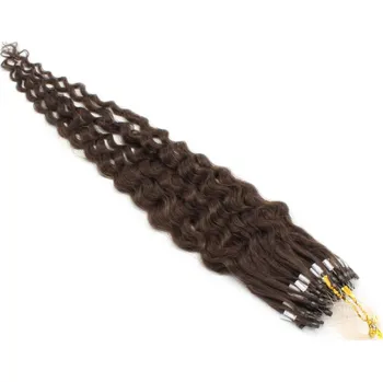 Příčesek 60cm vlasy pro metodu Micro Ring / Easy Loop 0,7g/pr. kudrnaté – tmavě hnědá