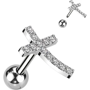 Piercing Šperky4U Cartilage piercing do ucha křížek - CP1092-ST