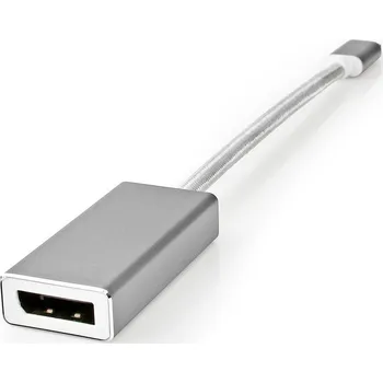 Video kabel Nedis Fabritallic CCTB64450AL02 USB adaptér zástrčka USB-C - zásuvka DisplayPort, 0.2 m, stříbrná