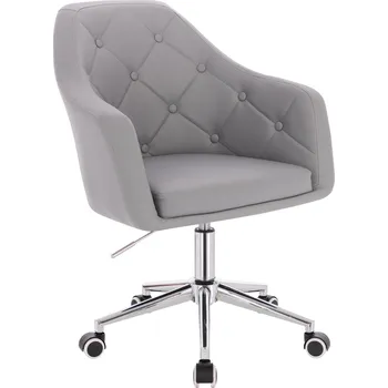 Otočné křeslo ekokůže Hamar na stříbrné podstavě s kolečky - šedé