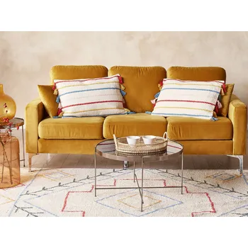 Dekorativní polštářek Dekorativní polštář vícebarevný 40 x 60 cm pruhovaný vzor se střapci retro vintage styl doplňky Beliani