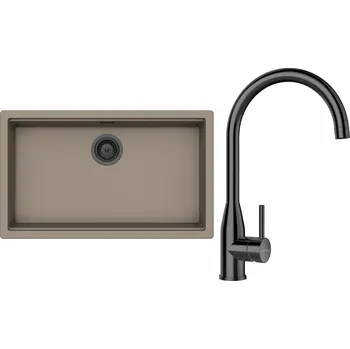 Kuchyňský dřez Set Schock S29-5 (dřez Kiruna N-100XL Twilight + baterie Kavus Gunmetal + komponenty Gunmetal)