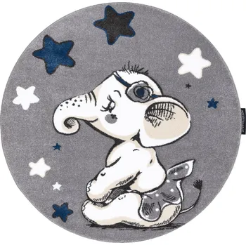 Koberec Dywany Łuszczów Dětský kusový koberec Petit Elephant stars grey kruh Rozměry koberců: 140x140 (průměr) kruh
