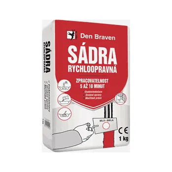 Sádra Den Braven Sádra rychloopravná bílá Varianta: Sádra rychloopravná, sáček 1 kg, bílá, obal: sáček, hmotnost: 1 kg