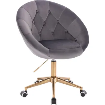 Otočné křeslo Cube velur na zlaté podstavě s kolečky - šedá