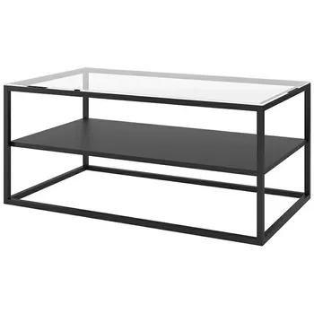 Konferenční stolek Eltap Verto 100 x 60 x 45 cm ocel/sklo černý