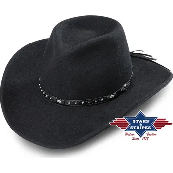 Klobouk Stars & Stripes Westernový klobouk "RENO BLACK" Velikost: L