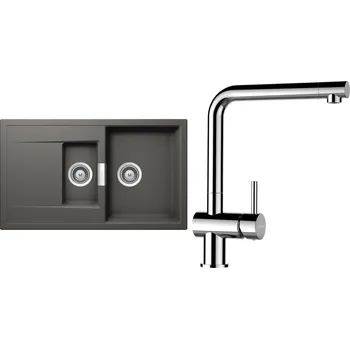 Granitový dřez Set Schock S8-8 (dřez Mono D-150 Silverstone + baterie Epos Chrom)