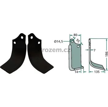 Pracovní nůž Frézovací klenutý nůž pravý pro Sicma, 55/14,5/186 mm