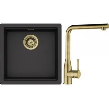 Granitový dřez Set Schock S27-13 (dřez Kiruna N-100 Dusk + baterie Keto White Gold + komponenty White Gold)