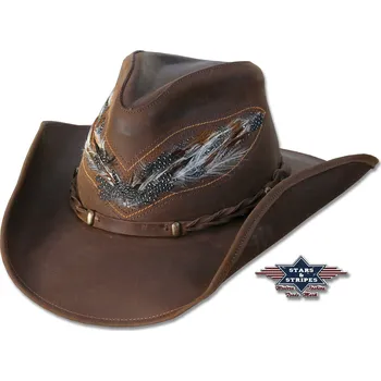 Klobouk Stars & Stripes Kožený westernový klobouk "OUTBACK" Velikost: L