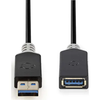 Elektrická zásuvka Nedis CCBW61010AT20 prodlužovací kabel zástrčka USB 3.0 A - zásuvka USB 3.0 A, 2 m, antracit