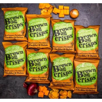 Koření 8× Brambůrky Brown Bag Crisps - cheddar a cibule 40 g