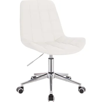 Kosmetické křeslo ekokůže Voss na stříbrné podstavě s kolečky bílé