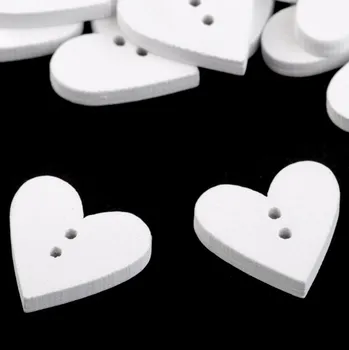 Knoflík Dřevěný knoflík srdce - bílé