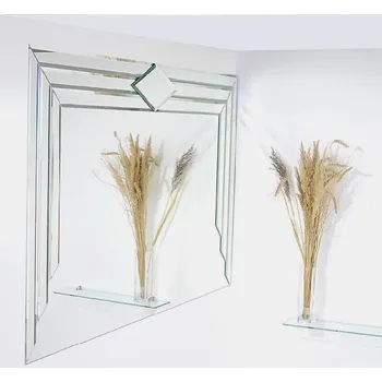 Luxusní zrcadlo na zeď do pokoje ložnice dekorativní s aplikacemi WINDSOR 130 x 80 cm zdobené fazetovanými lištami 703-521