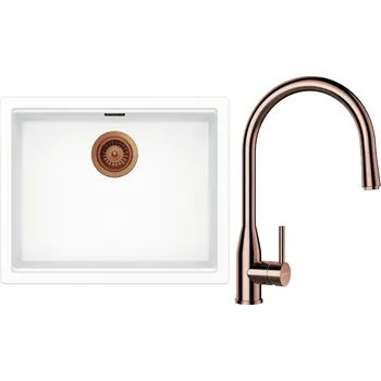 Granitový dřez Set Schock S28-9 (dřez Kiruna N-100L Day + baterie Kavus.120 Měď + komponenty Měď)