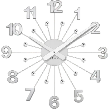 Hodiny LAVVU Stříbrné hodiny s kameny Nuance vyrobené v Čechách ⌀49cm LCT5010