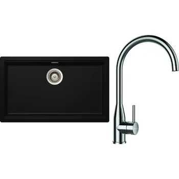 Kuchyňský dřez Set Schock S33-2 (dřez Kiruna N-100XL Night + baterie Kavus Nerez + komponenty Nerez)
