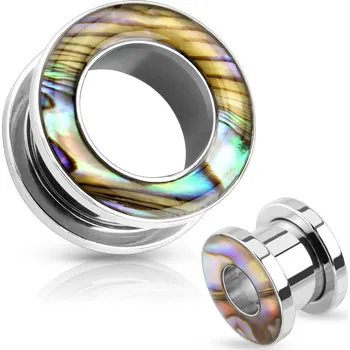 Piercing Šperky4U Šroubovací ocelový tunel vykládaný perletí - TN01075-05