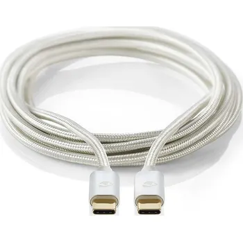 Datový kabel Nedis Fabritallic CCTB64750AL10 propojovací kabel USB 3.1 (Gen2) 10 Gb/s, zástrčka USB C - zástrčka USB C, 1 m, stříbrná