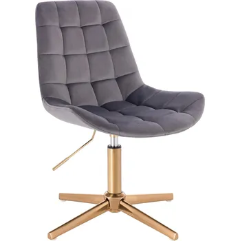 Otočné křeslo Voss velur na zlatém kříži - tmavě šedé