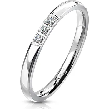 Prsten Atreya Ocelový prsten se třemi zirkony Velikost prstenu: 49