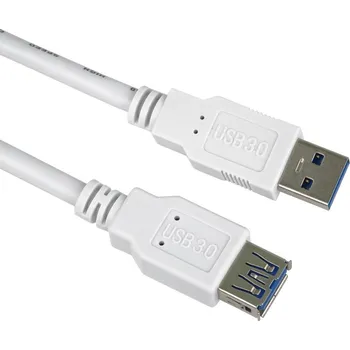 Kabel do PC PremiumCord Prodlužovací kabel USB 3.0 Super-speed 5Gbps A-A, MF, 9pin, 0.5m, bílá