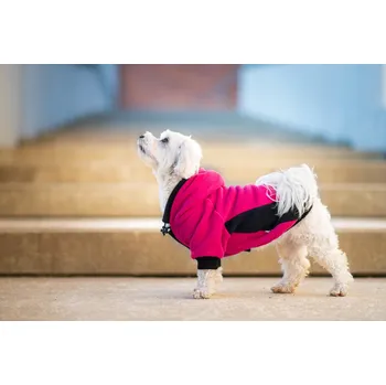 Obleček pro psa Vsepropejska Cool fleecová mikina pro psa s kapsičkou Barva: Růžovo-černá, Délka zad (cm): 21, Obvod hrudníku: 30 - 38 cm