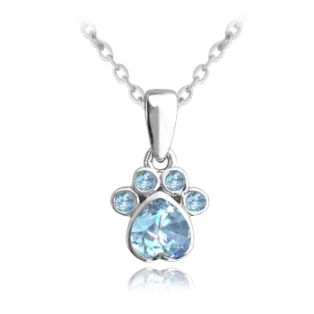 Módní doplněk Dětský stříbrný náhrdelník s modrou tlapkou