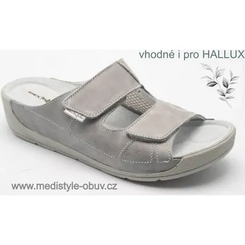 Dámská zdravotní obuv MEDISTYLE KARIN 1K-B16/1/H pantofel hallux ŠEDÝ vel.37-43, šedá - 41