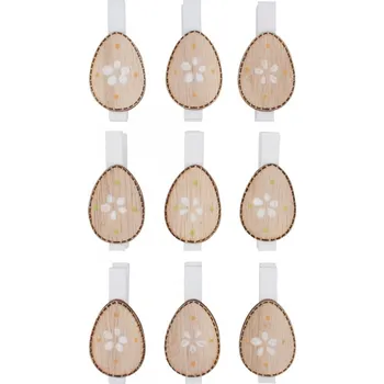 Dřevěná vajíčka na kolíčku 4,5 cm, 9 ks v sáčku