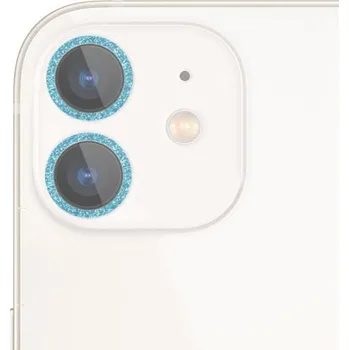 Tvrzené sklo se třpytivými rámečky k ochraně čoček fotoaparátu pro iPhone 11 - modré