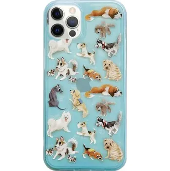 Pouzdro na mobilní telefon Matný transparentní kryt s motivem psů pro iPhone 12 Pro Max - modrý