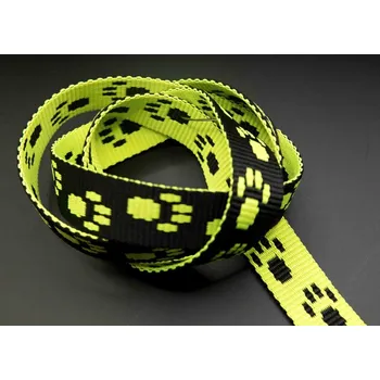 Polypropylenový popruh s tlapkami - reflexní žlutá - šíře 1,5 cm