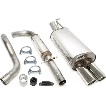 Autodíl TA Technix sportovní nerezový catback výfuk VW New Beetle (1C, 1998-2010) kromě 4Motion, 2x 80 mm rovná nerezová koncovka s pertlem