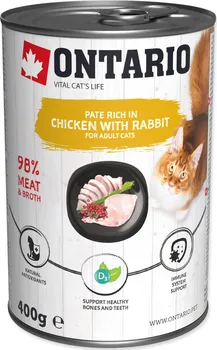 Krmivo pro kočku Ontario Cat Adult konzerva Chicken with Rabbit flavoured with Cranberries 400 g