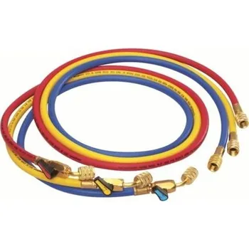 ROTHENBERGER Sada 3 tlakových hadic s kul. kohoutem, 1,5m, 1/4" SAE, R22, R134a, R407C, R404A