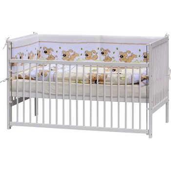 Dětská postýlka 140 x 70 cm borovice bílá s kompletní výbavou Scarlett Japy - béžová, stahovací bok